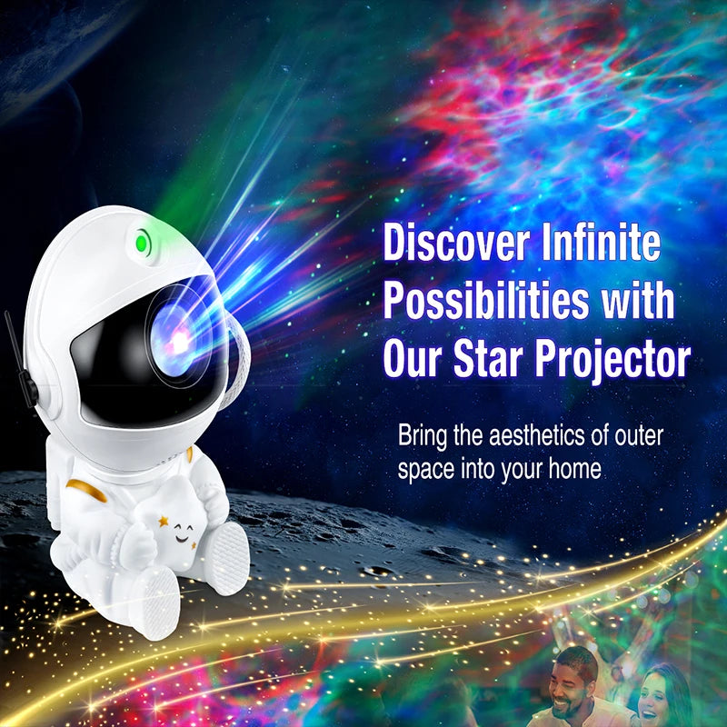 Astronaut Galaxy Projector Night Light White Holding Star, Stars Projectors Lamp for Kids Bedroom, Space Decor & Gift