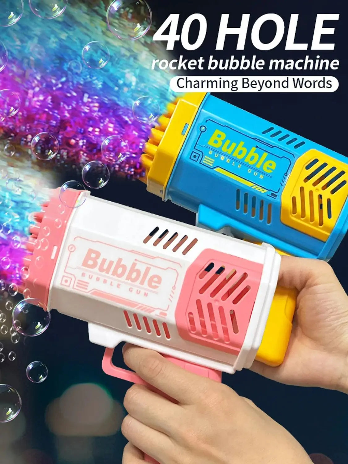 40 Hole Bubble Machine Fully Automatic Bubble Blowing Light Outdoor Bubble Machine without Battery without Bubble Water