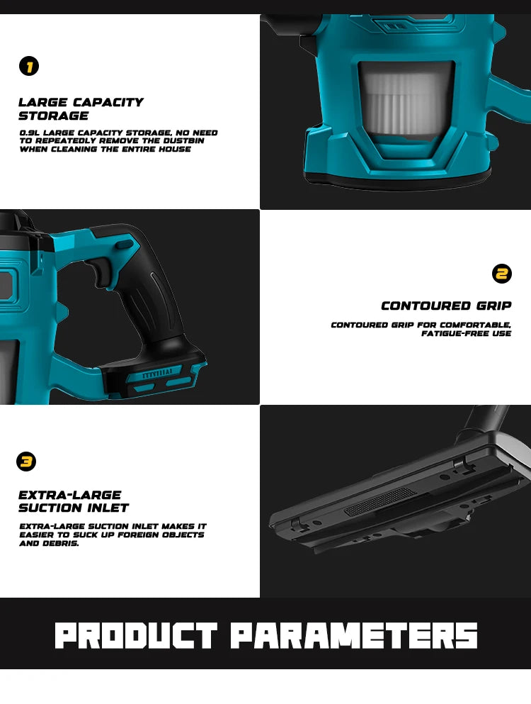 16000pa Cordless Electric Vacuum Cleaner Handheld Rechargeable Dry/Wet Dust Carpet Collector Machine for Makita 18v Battery Pin