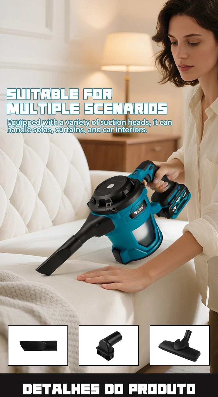 16000pa Cordless Electric Vacuum Cleaner Handheld Rechargeable Dry/Wet Dust Carpet Collector Machine for Makita 18v Battery Pin