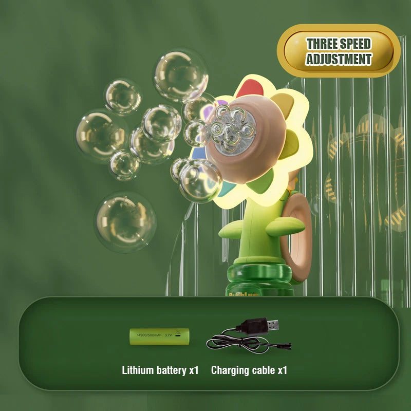 Dacing Sunflower Bubble Machine Swing Electric Automatic Bubbles Maker Pomperos Soap Blower Party Outdoor Toys for Kids Gifts