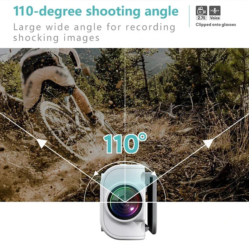 2.7K HD FPV Glasses Camera Wearable WiFi Video Camcorder 110°Wide Angle Lens Anti-shake Built-in Battery APP Control FPV Camera