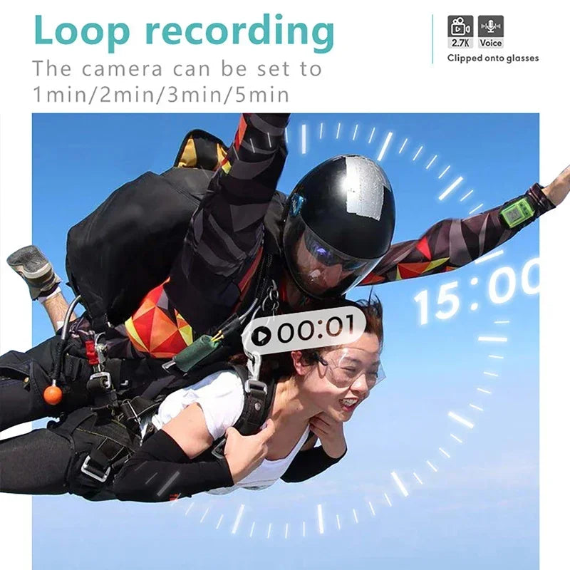 2.7K HD FPV Glasses Camera Wearable WiFi Video Camcorder 110°Wide Angle Lens Anti-shake Built-in Battery APP Control FPV Camera