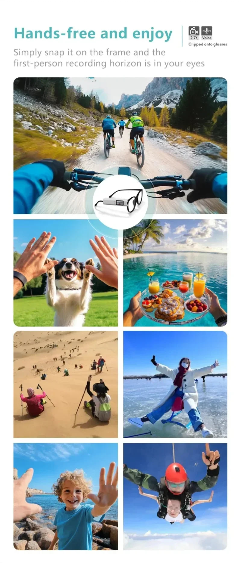 2.7K HD FPV Glasses Camera Wearable WiFi Video Camcorder 110°Wide Angle Lens Anti-shake Built-in Battery APP Control FPV Camera