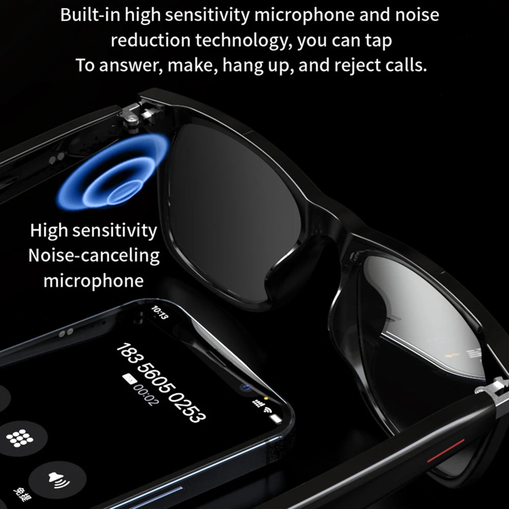 Camera Glasses Remote Shooting Outdoor Sport Glasses with Camera Open Ear Sound Mic & Speakers Wearable Eyeglass for Men & Woman