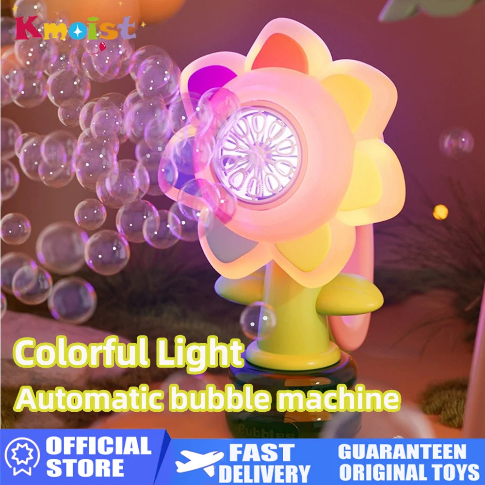 Dacing Sunflower Bubble Machine Swing Electric Automatic Bubbles Maker Pomperos Soap Blower Party Outdoor Toys for Kids Gifts