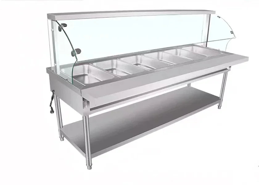 -Fast Food Display Electric Food Warmer Display Bain Marie Buffet Food Warmer With Glass Cover