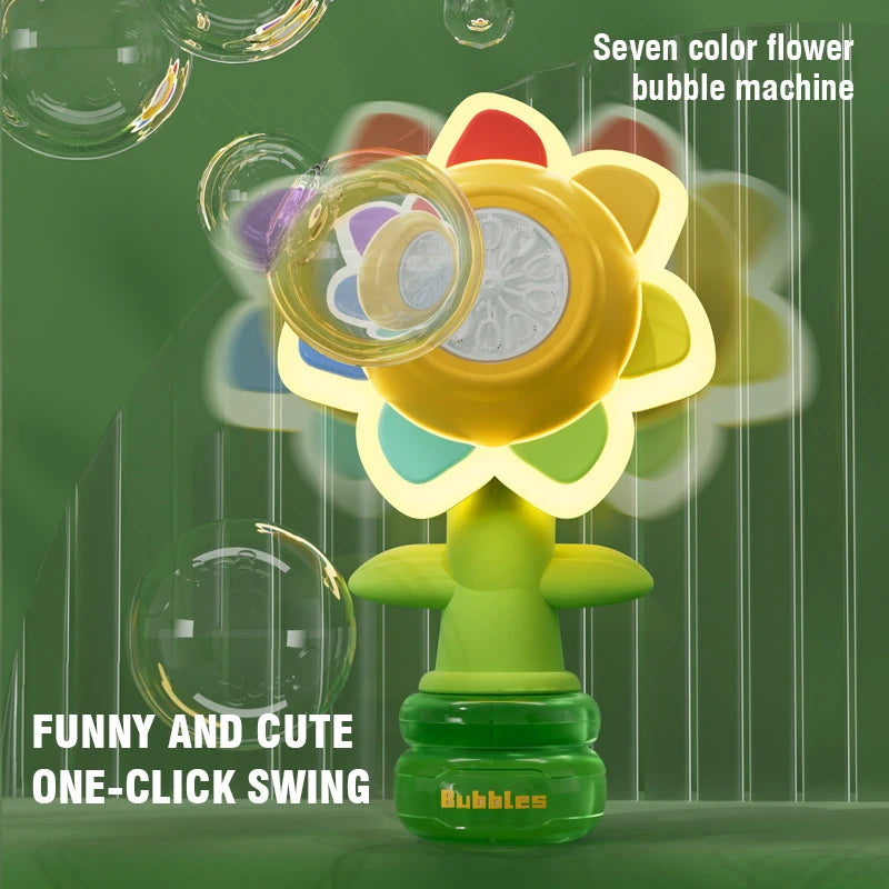 Dacing Sunflower Bubble Machine Swing Electric Automatic Bubbles Maker Pomperos Soap Blower Party Outdoor Toys for Kids Gifts