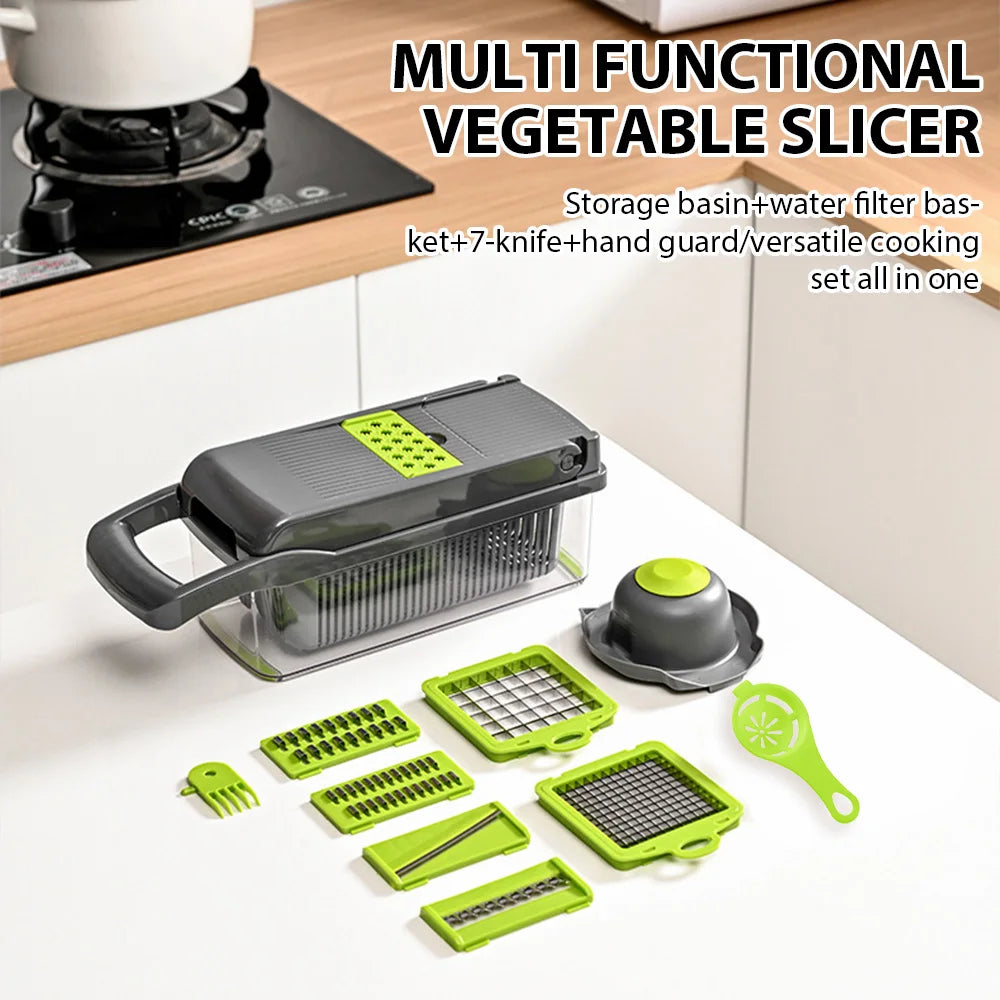 16IN1 Multifunctional Vegetable Chopper Handle Food Grater Dicer Vegetable Slicer Egg Liquid Separator Peeler Kitchen Gadgets