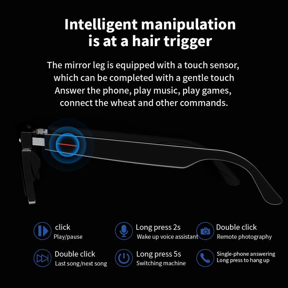 Camera Glasses Remote Shooting Outdoor Sport Glasses with Camera Open Ear Sound Mic & Speakers Wearable Eyeglass for Men & Woman