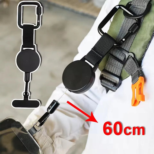 Anti-Theft Retractable Phone Holder Smartphone Safety Lanyard with Carabiner Anti-Drop Harness for Hiking Cycling Climbing