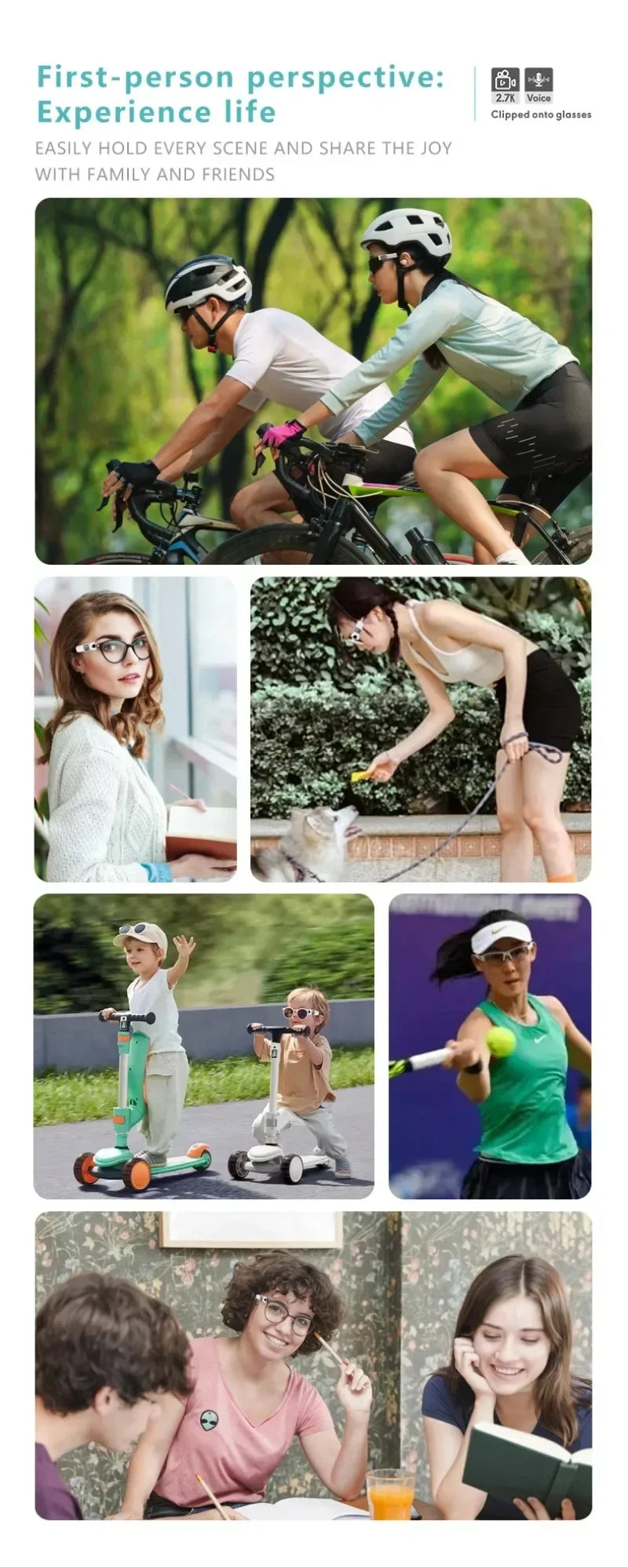 2.7K HD FPV Glasses Camera Wearable WiFi Video Camcorder 110°Wide Angle Lens Anti-shake Built-in Battery APP Control FPV Camera